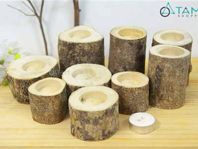 Chân nến thân cây tự nhiên nhiều cỡ số 23